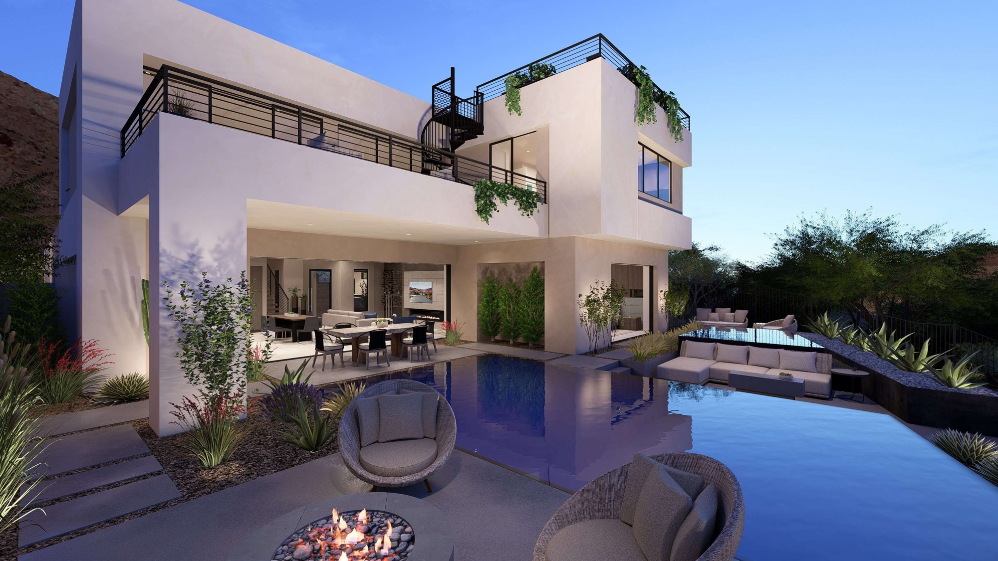Blue Heron Strata pool and outdoor living design at Lake Las Vegas